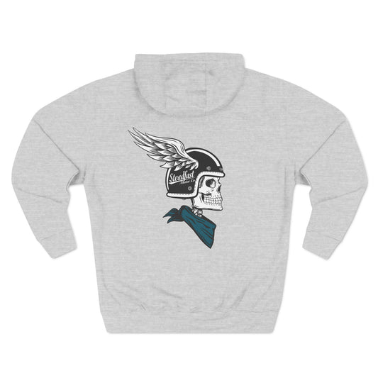 Winged skull pullover hoodie