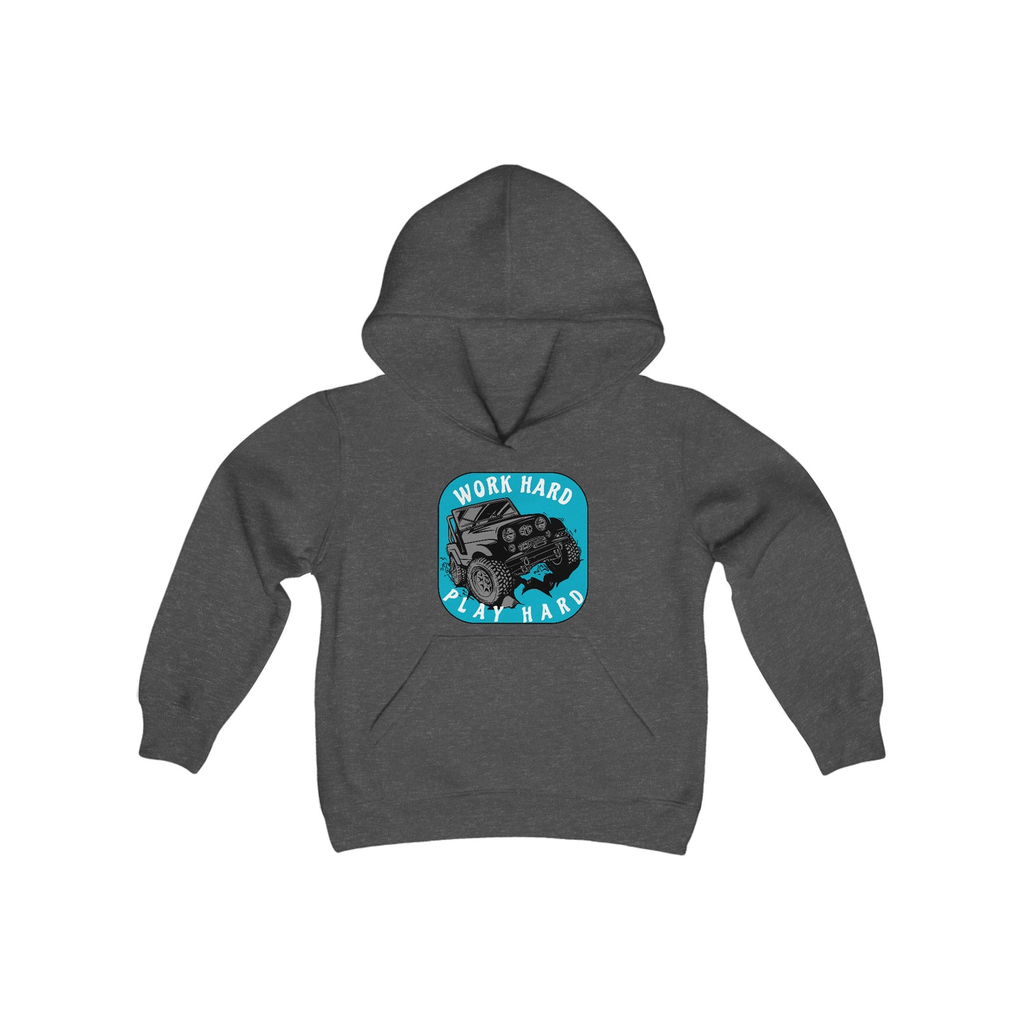 PLAY HARD Youth Heavy Blend Hooded Sweatshirt