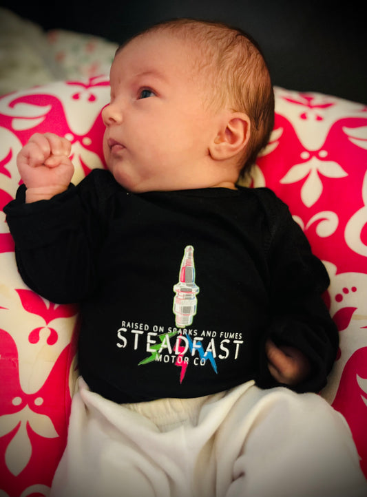 Raised on Sparks and Fumes - Baby BRAAPER Long Sleeve onesie